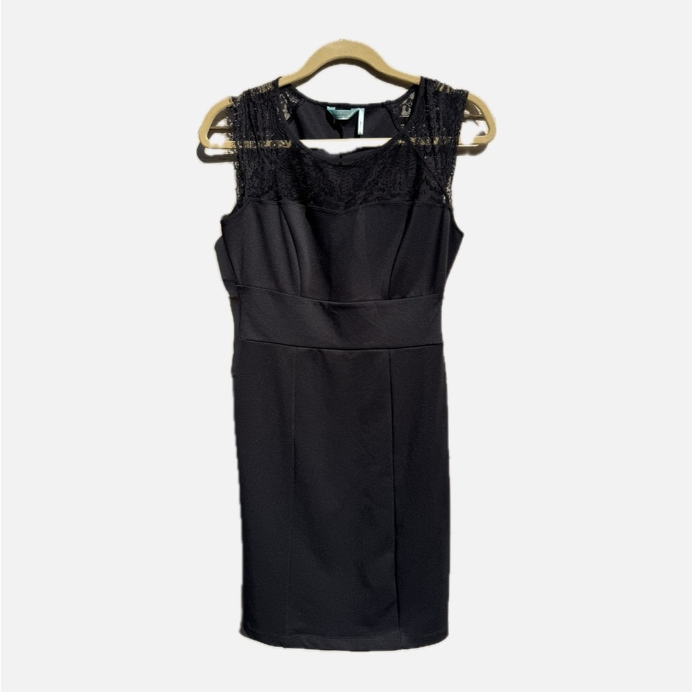 Chic Black Lace Accent Mini Dress